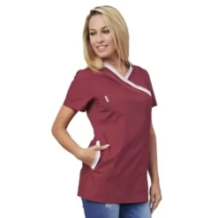 Fuori tutto - Casacca da donna con zip a maniche corte Ileana Horeca Siggi - 28CS1423/00-0001 taglia M colore bordeaux