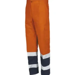 Fuori tutto - Pantalone da Lavoro Alta Visibilità Multitasche Issa Line AV 8430N Taglia 2XL Colore Arancio Fluo Blu Navy