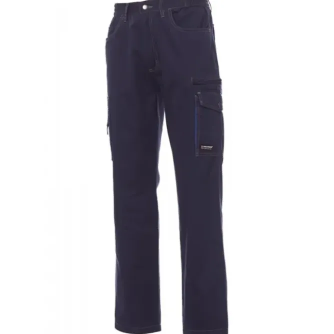 Fuori tutto-Pantaloni da lavoro Multitasche in Cotone con Triple Ciciture Texas - Payper AY 7338 taglia L blu navy/blu royal