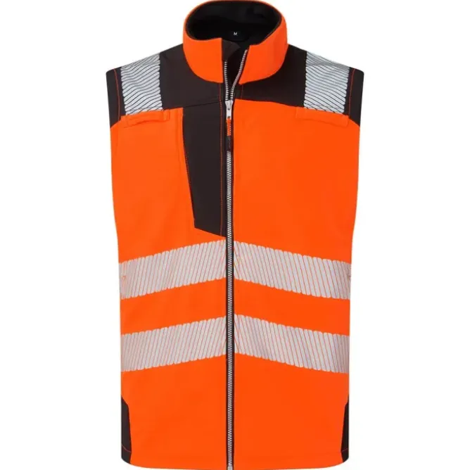 Gilet da Lavoro Alta Visibiltà Multitasche Softshell Antivento Impermeabile Portwest PW325