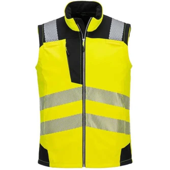 Gilet da Lavoro Alta Visibiltà Multitasche Softshell Antivento Impermeabile Portwest PW325