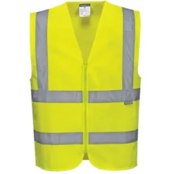 Gilet da Lavoro due bande orizzontali e verticali con Zip Alta Visibilita Portwest C375