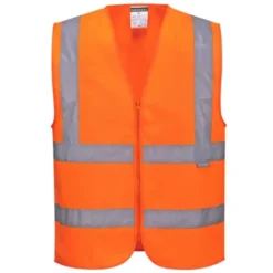 Gilet da Lavoro due bande orizzontali e verticali con Zip Alta Visibilita Portwest C375