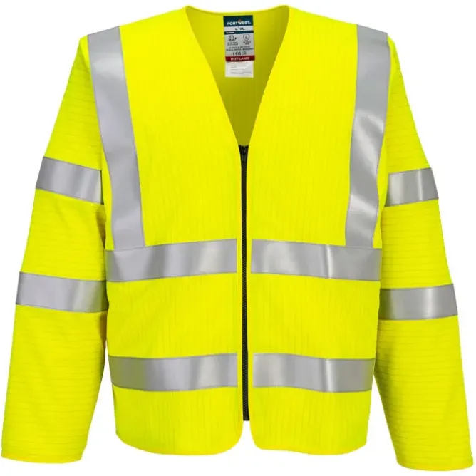 Gilet da Lavoro Portwest Alta Visibilità FR616 Con Zip Manica lunga Antistatico