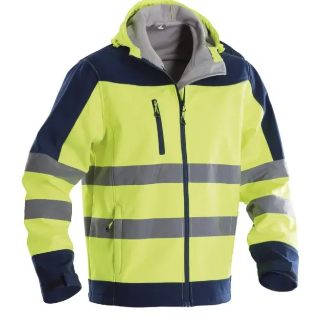 Giubbotto da Lavoro Alta Visibilità Softshell Multitasche Invernale Zip Intera con Cappuccio P&P Loyal Bright GGX1R 411