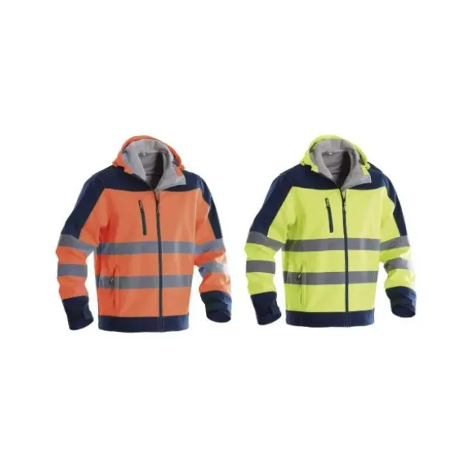 Giubbotto da Lavoro Alta Visibilità Softshell Multitasche Invernale Zip Intera con Cappuccio P&P Loyal Bright GGX1R 411