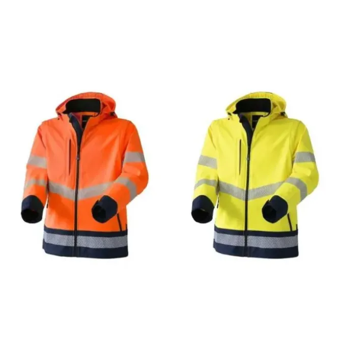 Giubbotto da Lavoro Alta Visibilità Softshell Stretch Multitasche Impermeabile con Cappuccio Rossini Hook Hi-Vis HH263