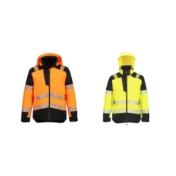 Giubbotto da Lavoro Alta Visibilità Multitasche Impermeabile Stretch Zip intera con Cappuccio Portwest T160