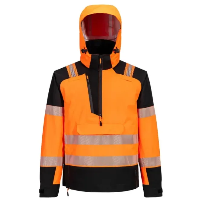Giubbotto da Lavoro Alta Visibilità Multitasche Impermeabile Stretch con Cappuccio Portwest T161