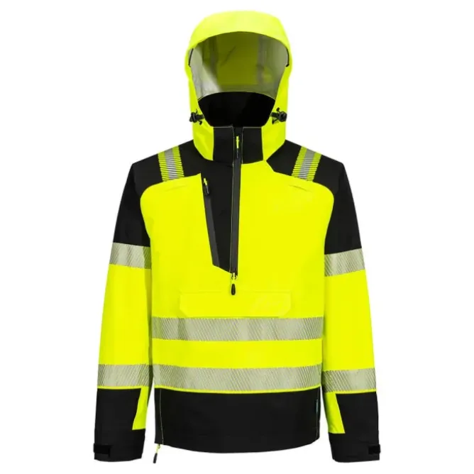 Giubbotto da Lavoro Alta Visibilità Multitasche Impermeabile Stretch con Cappuccio Portwest T161
