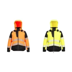Giubbotto da Lavoro Alta Visibilità Multitasche Impermeabile Stretch Zip intera con Cappuccio da Donna Portwest T162
