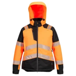 Giubbotto da Lavoro Alta Visibilità Multitasche Impermeabile Stretch Zip intera con Cappuccio da Donna Portwest T162