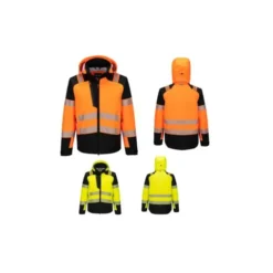 Giubbotto da Lavoro Portwest Alta Visibilità T166 PW3 Hi-Vis Multitasche Impermeabile Stretch
