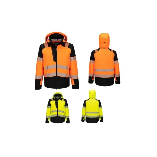Giubbotto da Lavoro Portwest Alta Visibilità T166 PW3 Hi-Vis Multitasche Impermeabile Stretch