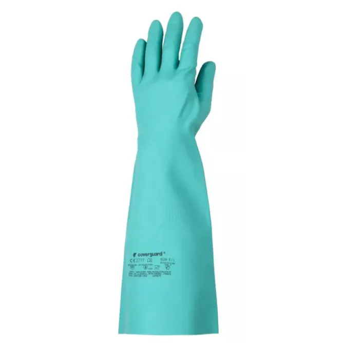 6 Paia - Guanti Da Lavoro Coverguard In Nitrile Eurochem MO5540 Rischio Chimico