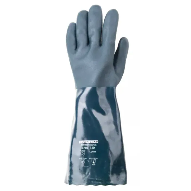 10 Paia - Guanti Da Lavoro Coverguard In PVC Eurochem MO3740 Rischio Chimico