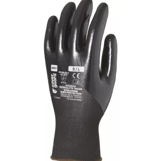 12 Paia - Guanti Da Lavoro Coverguard In Nitrile Eurolite 1NIAB Rischi Meccanici