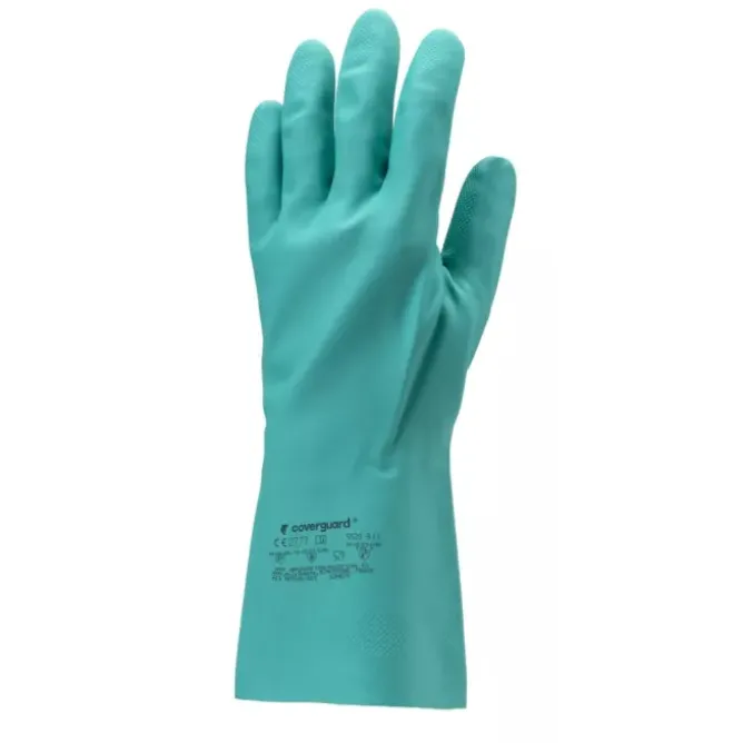 10 Paia - Guanti Da Lavoro Coverguard In Nitrile Eurochem MO5530 Rischio Chimico