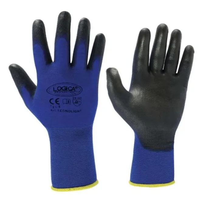 12 Paia - Guanti da lavoro Spalmati in Nitrile Logica TECNOLIGHT
