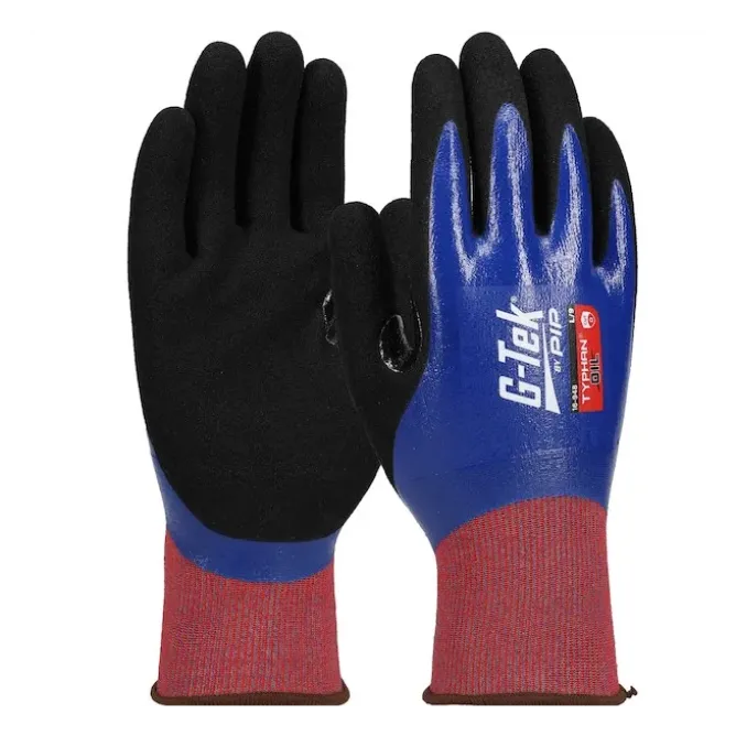 12 Paia - Guanti da Lavoro Spalmati in Nitrile G-Tek Typhan 16-948