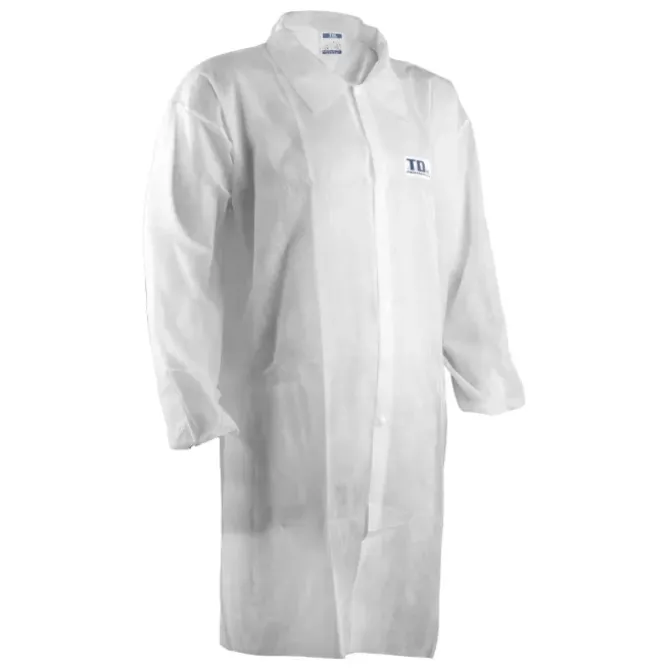 50 Pezzi - Camice da Lavoro Coverguard White Spp Coat Monouso Multiprotezione MO41105